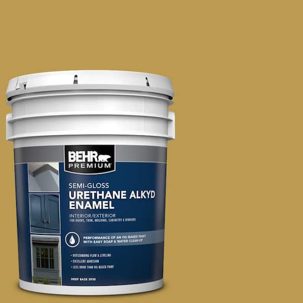 BEHR PREMIUM 5 gal. #M320-6 Tangy Green Urethane Alkyd Semi-Gloss Enamel Interior/Exterior Paint