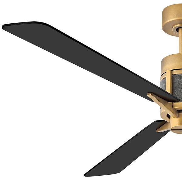 HINKLEY - Atticus 56.0 in. Indoor/Outdoor Integrated LED Heritage Brass Ceiling Fan with Remote Control