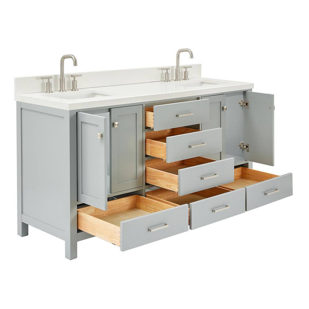 Cambridge 67" Grey Double Vanity with Quartz Top