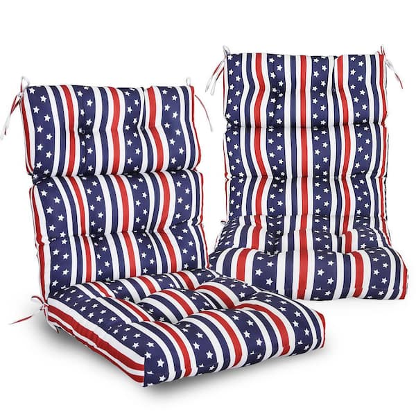EAGLE PEAK 46 in. L x 22 in. W x 4 in. H Outdoor/Indoor High Back Patio Chair Cushion, Set of 2, American Flag