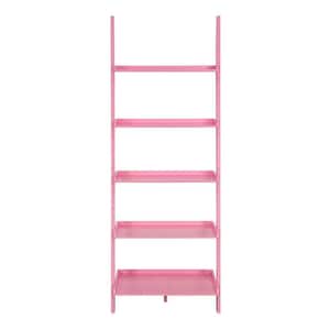 American Heritage 72 in. Light Pink Wood 5-Shelf Ladder Bookcase