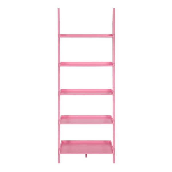 Convenience Concepts American Heritage 72 in. Light Pink Wood 5-Shelf Ladder Bookcase