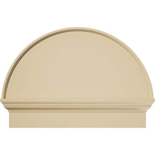 Ekena Millwork 28-in W x 20-3/4-in H x 2-3/4-in P Half Round Smooth Signature Urethane Combination Pediment, Primed Tan