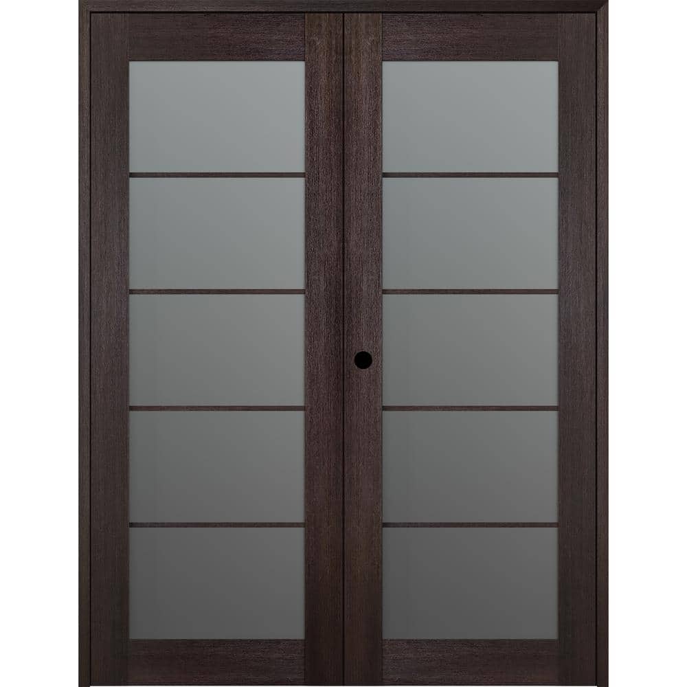 "Vona 36""x 80"" Right Hand Active 5-Lite Frosted Glass Veralinga Oak Wood Composite Double Prehung French Door" price history on PriceWatchPro