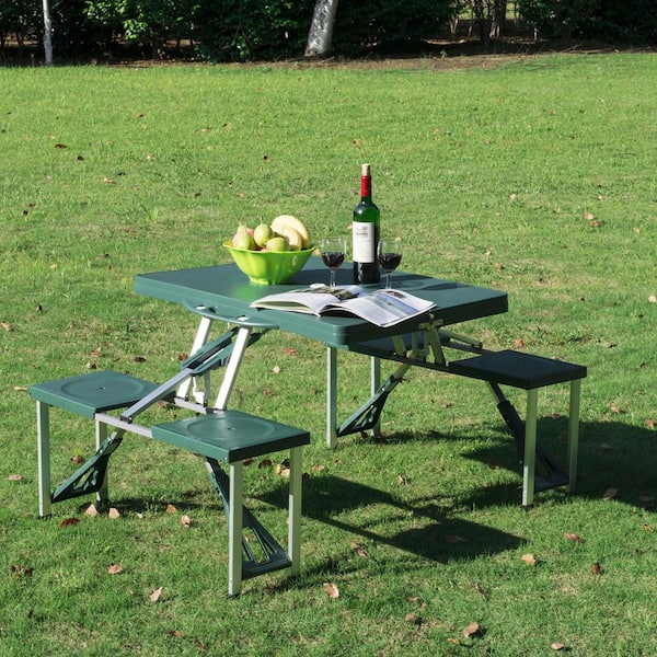 Picnic Table Portable Folding Travel Instant Setup Case Umbrella Adult 4 Seats 