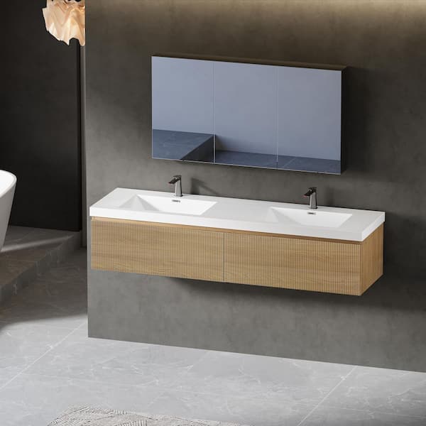 Abruzzo 72 in. Wall-Mounted Bath Vanity Double Sink Floating