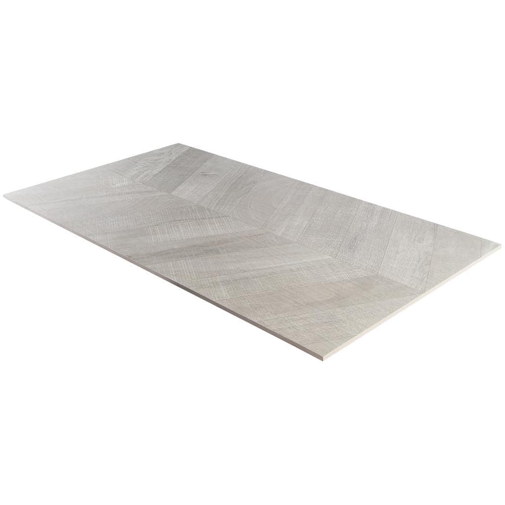 Auburn Chevron Gray 24 in. x 48 in. Matte Porcelain Floor and Wall Tile