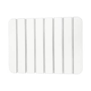 16 in. x 12 in. Quick Dry Small Slatted White Rectangle Diatomite Bath Mat