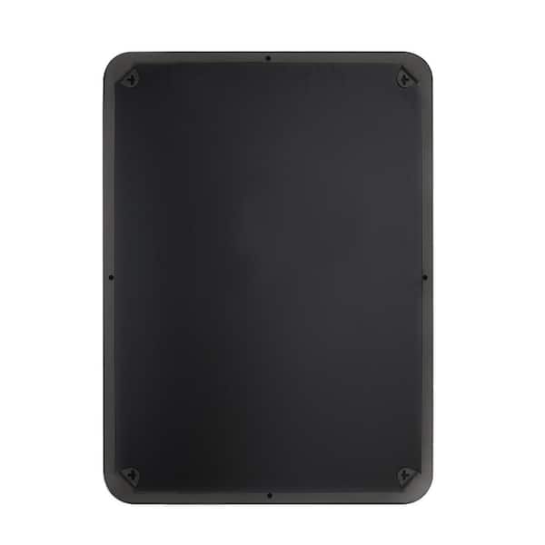 16 in. W x 24 in. H Small Modern Rectangle Stainless Steel Wall Mirror Bathroom Mirror Vanity Mirror in Brushed Black