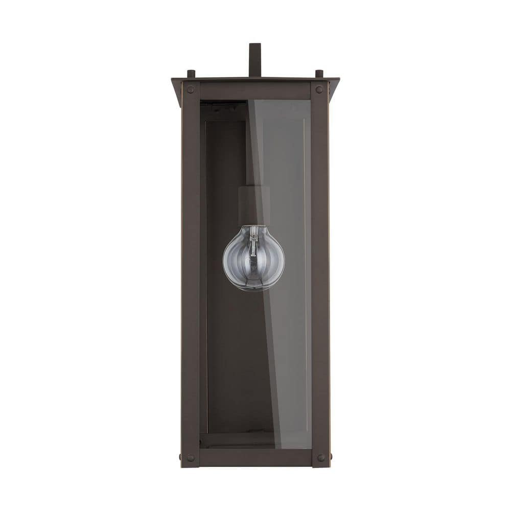 Hunt 21 in. 1-Light Oiled Bronze Outdoor Hardwired Wall Lantern Sconce with Clear Glassand No Bulbs Included price history on PriceWatchPro