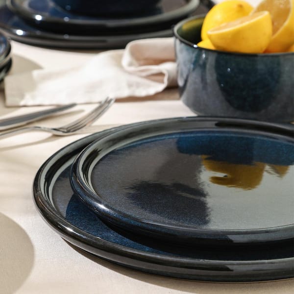 STONE LAIN Eden 24-Piece Dark Blue Stoneware Dinnerware Set