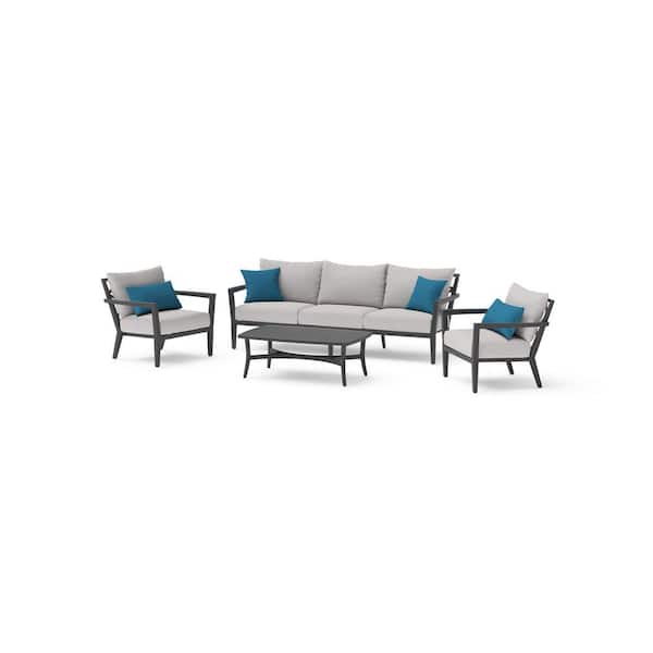 RST BRANDS Venetia 4-Piece Aluminum Patio Conversation Seating Set with Sunbrella Gray Cushion