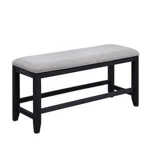 Yves Rubbed Charcoal with Gray Fabric Upholstery Dining Bench