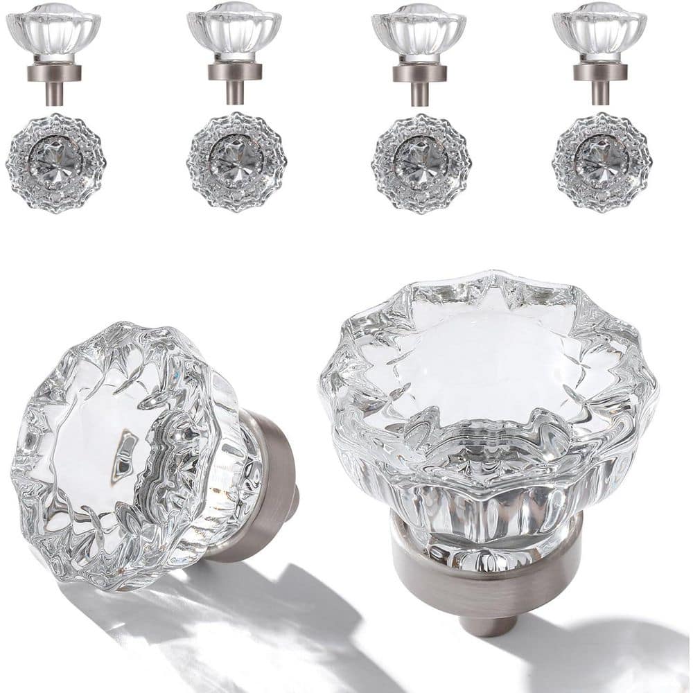 8-Pack 1.4 in. Vintage Flower Design Brushed Nickel Finish Crystal Round Glass Cabinet Knobs for Drawer Door price history on PriceWatchPro