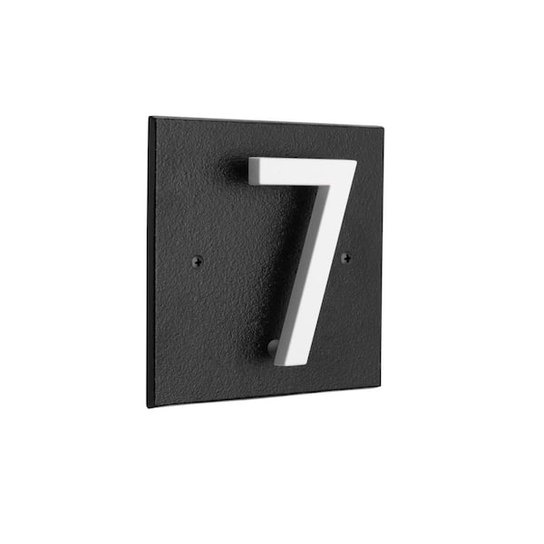 Floating Stand-Off 1-Number Horizontal Sign Black with White Modern Font Number