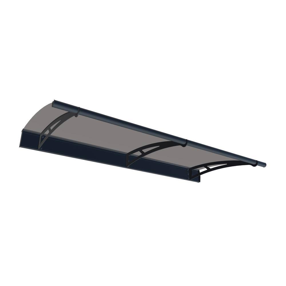 CANOPIA by PALRAM Aquila 3 ft. x 7 ft. Gray/Solar Gray Door and Window Fixed Awning with Siding Connector Kit, Gray frame / Solar Gray panel -  706092