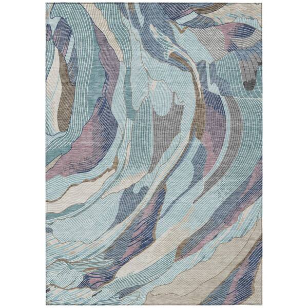 Chantille Machine Washable Indoor/Outdoor Abstract ACN3040 Teal 3 ft. x 5 ft. Area Rug