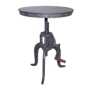 Tanvi 18 in. Industrial Adjustable Height Round Metal Top End Table