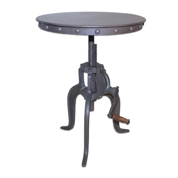 Carolina Forge Tanvi 18 in. Industrial Adjustable Height Round Metal Top End Table