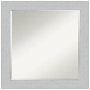 Shiplap White 24.25 in. x 24.25 in. Beveled Square Wood Framed Bathroom Wall Mirror in White