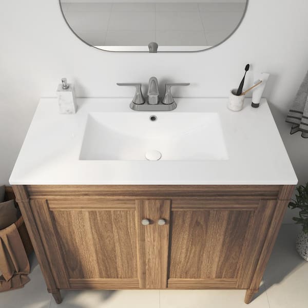 Tucson 36 in. W x 18 in. D Vitreous China Single Sink Vanity Top in White with 3 Faucet Holes (4 in. centerset)