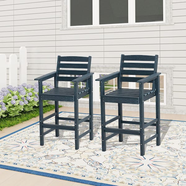 Liviza Patio HDPE Adirondack Chairs, Navy (Set of 2)