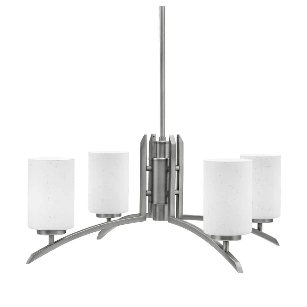 Siena 26 in. 4-Light Graphite Chandelier with 4 in. White Muslin Glass Shad