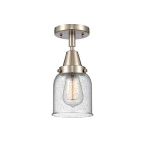 Bell 5 in. 1-Light Brushed Satin Nickel, Seedy Flush Mount with Seedy Glass Shade
