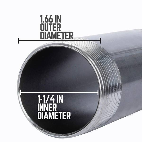 1-1/4 in. x 24 in. Industrial Steel Grey Plumbing Pipe in Black (4-Pack) 1-1/4 in. x 24 in. Industrial Steel Grey Plumbing Pipe in Black (4-Pack)