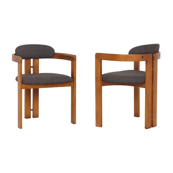 Armen Living Jazmin Charcoal Fabric Dining Chair (Set of 2)
