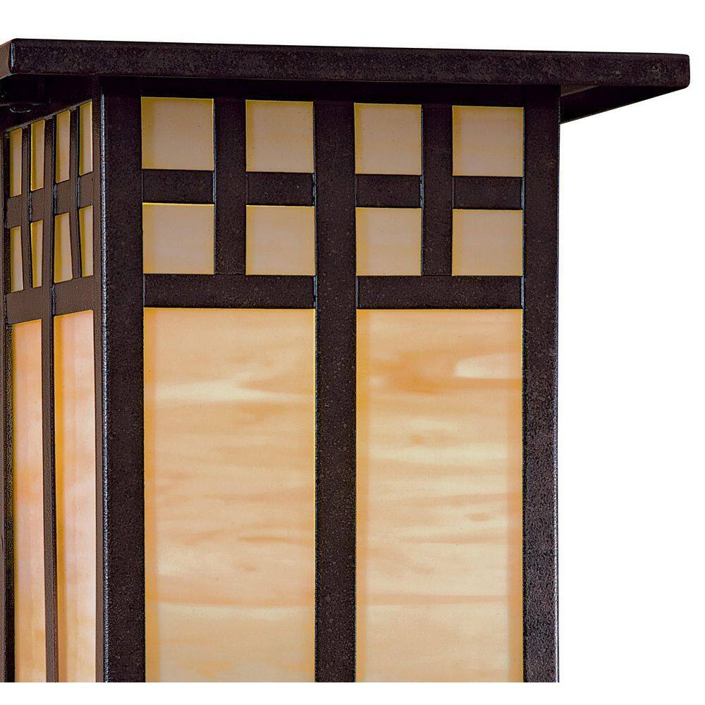 Scottsdale II Textured French Bronze Outdoor Post Light with Honey Opal Glass