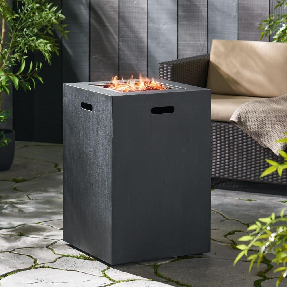 Sleek Black Metal 30,000 BTU Propane Fire Pit Table
