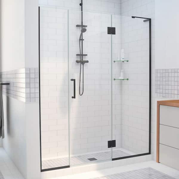 DreamLine Unidoor-X 61.5 to 62 in. x 72 in. Frameless Hinged Shower Door in Matte Black