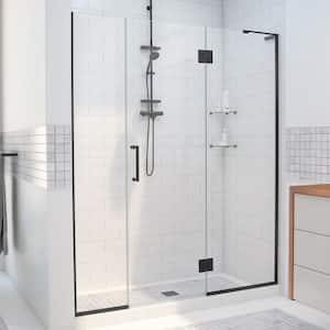 Unidoor-X 61 to 61.5 in. x 72 in. Frameless Hinged Shower Door in Matte Black
