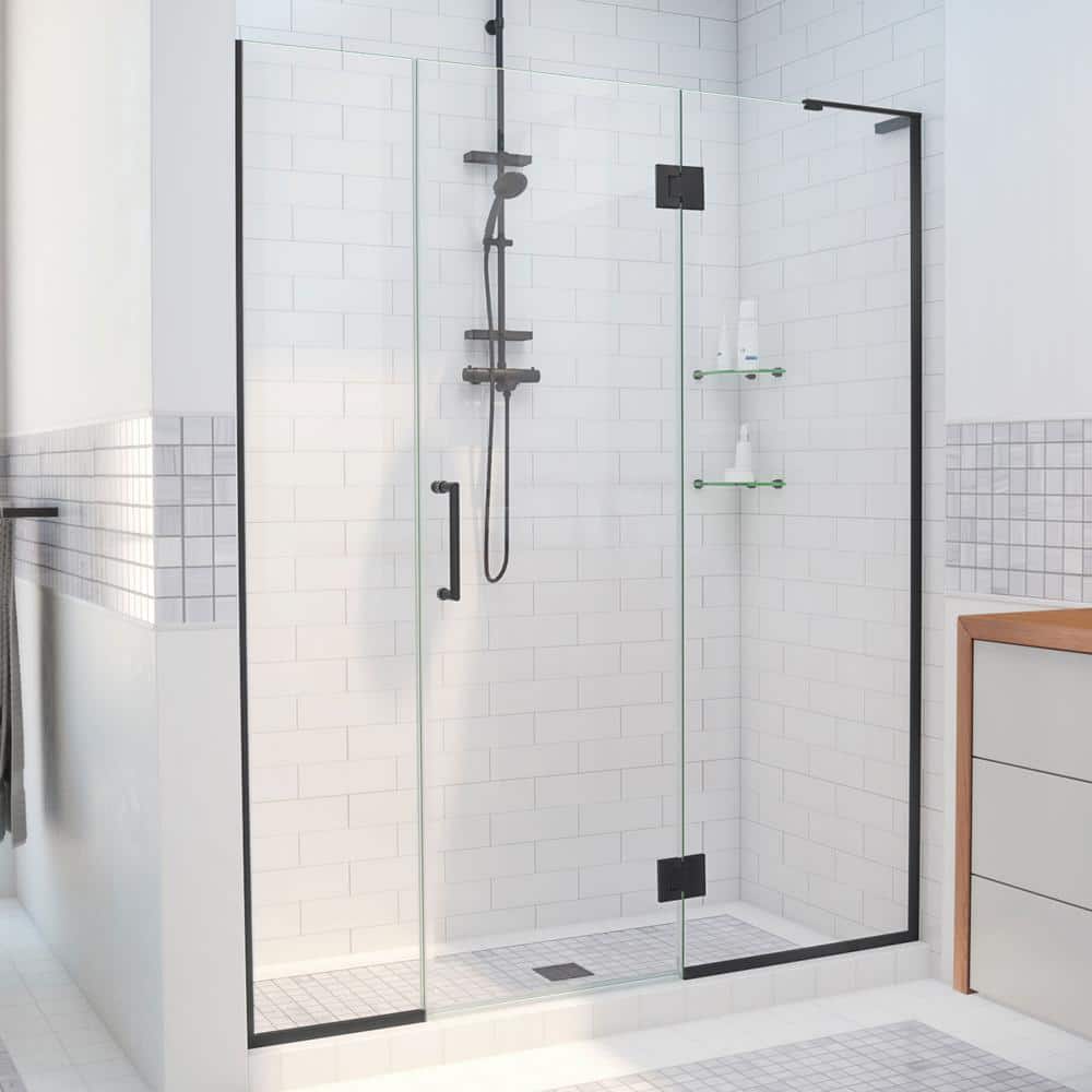 Unidoor-X 62 to 62.5 in. x 72 in. Frameless Hinged Shower Door in Matte Black price history on PriceWatchPro