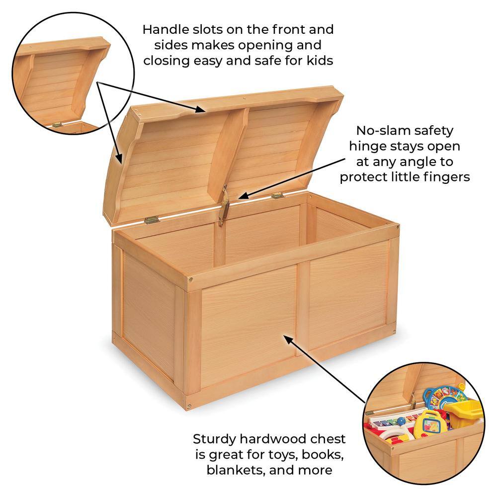 Natural Wood Barrel Top Toy Chest with Safety Hinge