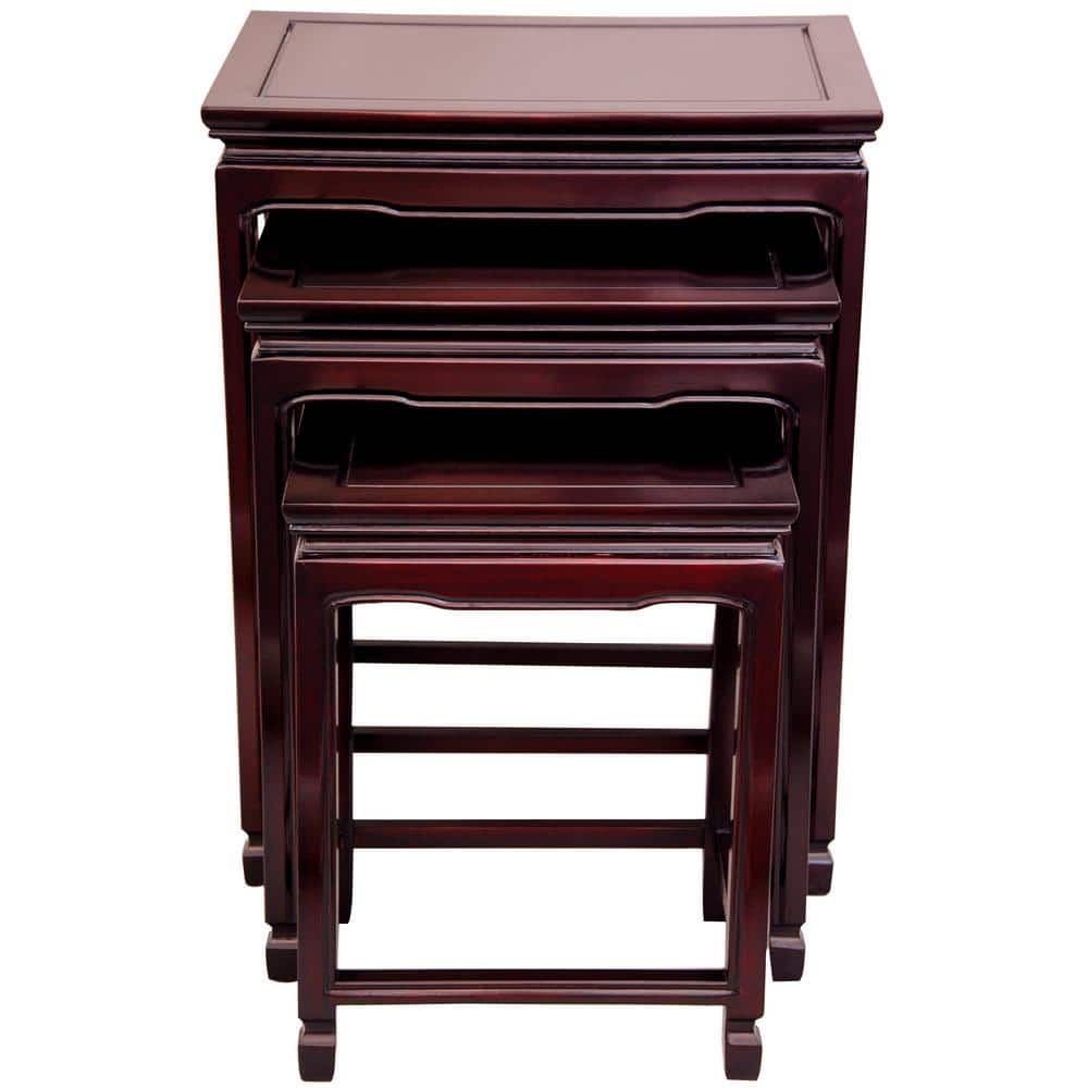 Rosewood Rectangular Traditional Nesting Tables Set