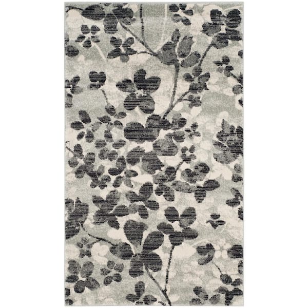 SAFAVIEH Evoke Gray/Black Doormat 3 ft. x 5 ft. Floral Area Rug