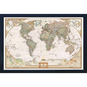 National Geographic Framed Interactive Wall Art Travel Map with Magnets - World Executive - Standard