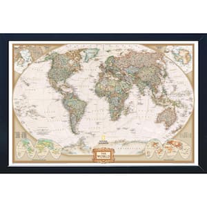 National Geographic Framed Interactive Wall Art Travel Map with Magnets - World Executive - Large