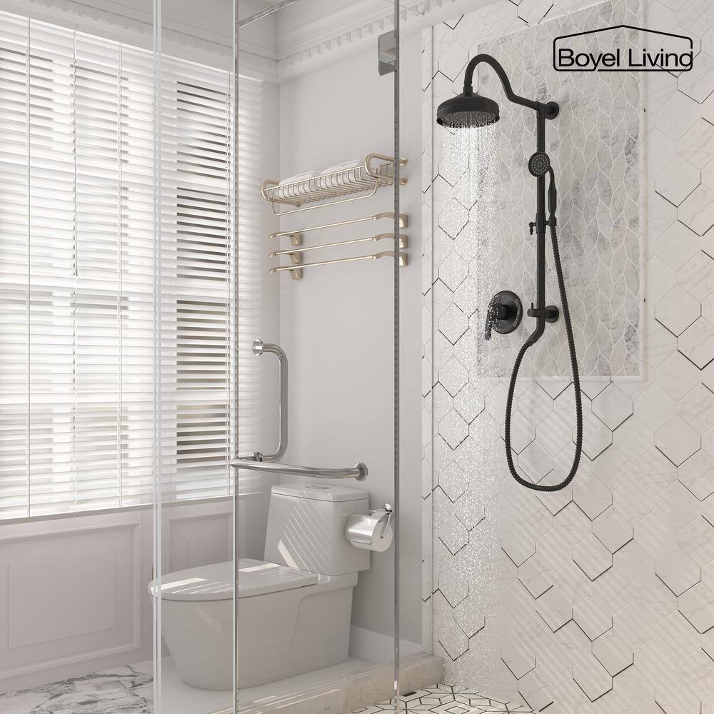 Matte Black Dual Head Rain Shower System with Handheld