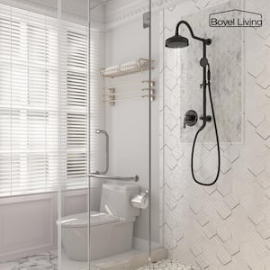 Retro Classic 1-Spray Dual Wall Mount Shower Heads 1.8 GPM Patterns with 8 in. with Brass Rough-in Valve in Matte Black