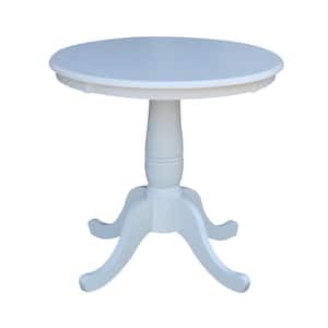 30 in. Pure White Round Solid Pedestal Table