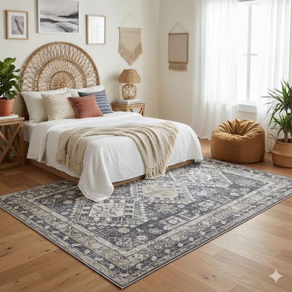 Alaska Gray/Mustard 5 ft. x 8 ft. Medallion Area Rug