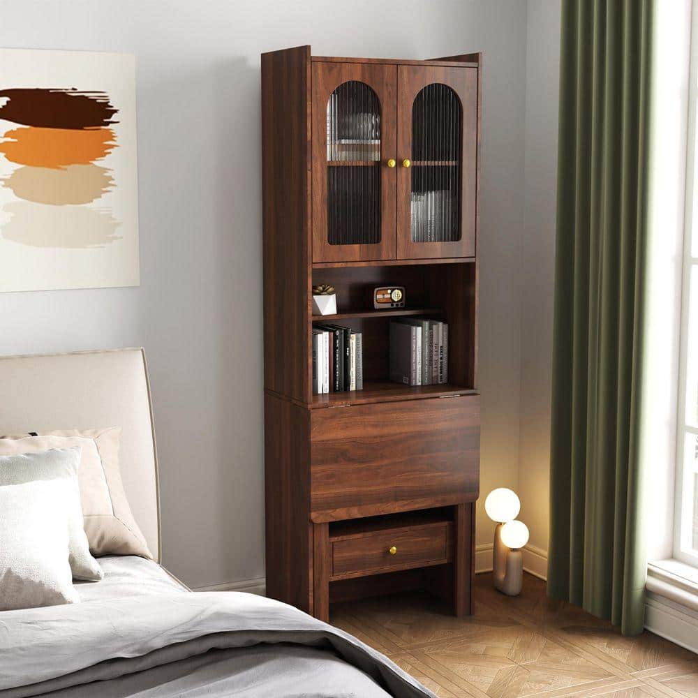 CSC DECOR INC 23.62 in. Walnut Wood Fold-Out Convertible Desk