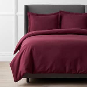 Company Cotton Solid Velvet Merlot Twin Duvet Cover