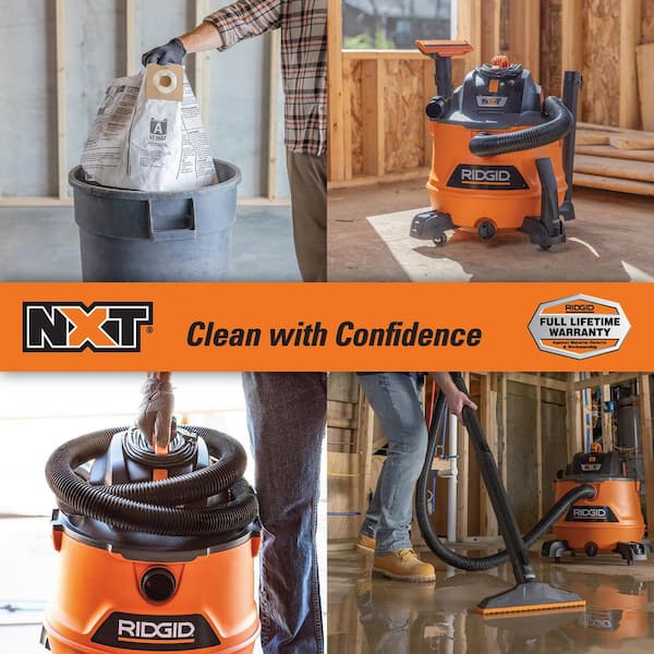 14 Gal. 6.0 Peak HP NXT Shop Vacuum Wet Dry Vac with Fine Dust Filter, Dust Bags, Wands, Hose and Accessories HD1400A