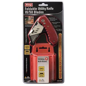 Foldable Utility Knife with Blade Holder and 50 Extra Blades