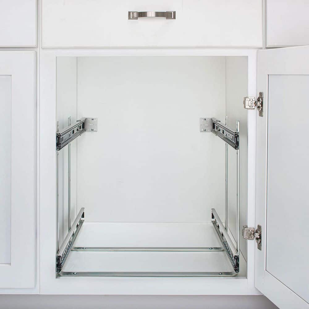 Chrome 2-Tier Wire Basket Pull Out Shelf for Cabinets