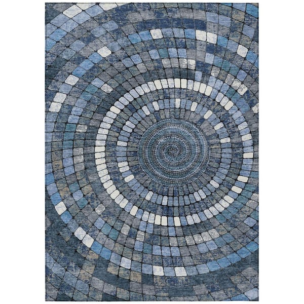 Chantille Machine Washable Indoor/Outdoor Abstract ACN2216 Navy 10 ft. x 14 ft. Area Rug
